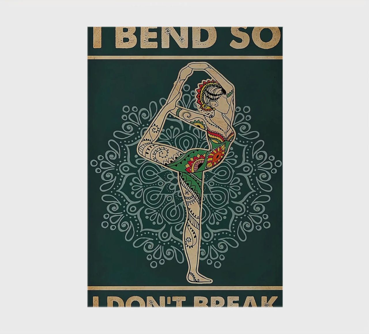 Retro Teal I Bend So I Don T Break Yoga Vertical notebook by Aaronshop