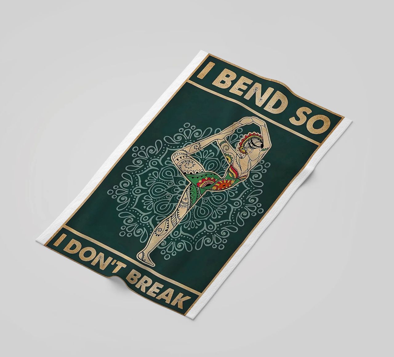 Retro Teal I Bend So I Don T Break Yoga Vertical beach towel by Aaronshop