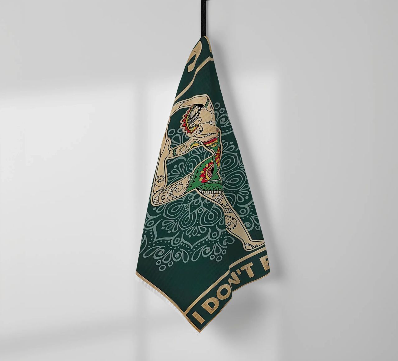 Retro Teal I Bend So I Don T Break Yoga Vertical tea towel by Aaronshop
