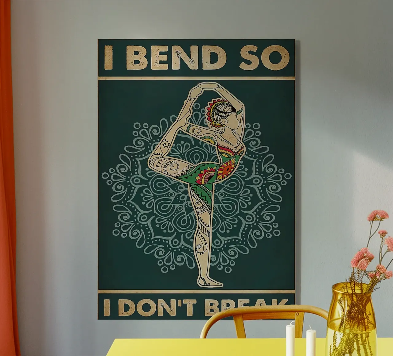 Retro Teal I Bend So I Don T Break Yoga Verticale plexiglass da Aaronshop