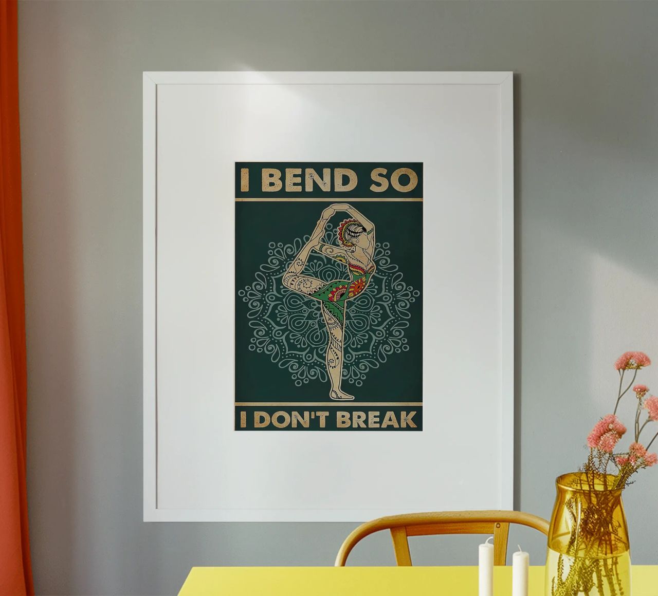Retro Teal I Bend So I Don T Break Yoga Vertical poster by Aaronshop