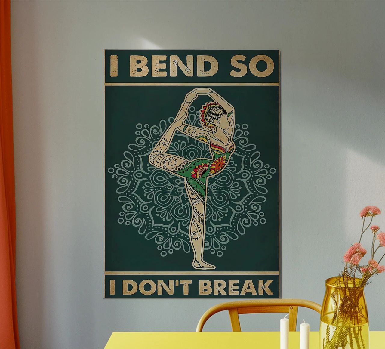 Retro Teal I Bend So I Don T Break Yoga Vertical poster by Aaronshop