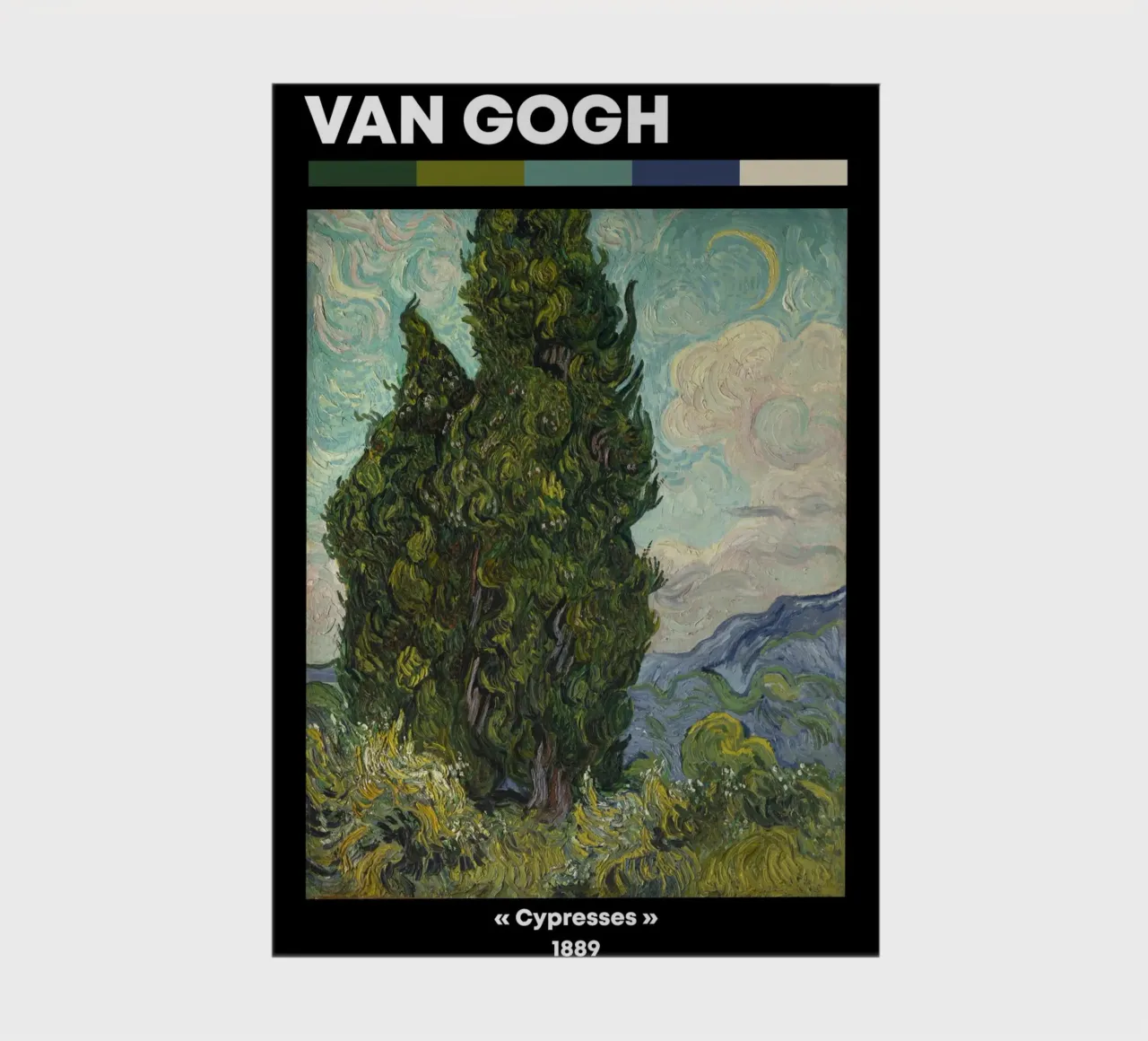 Van Gogh's Cypresses - Post-Impressionist Nature Art Print notebook by NorwesClub
