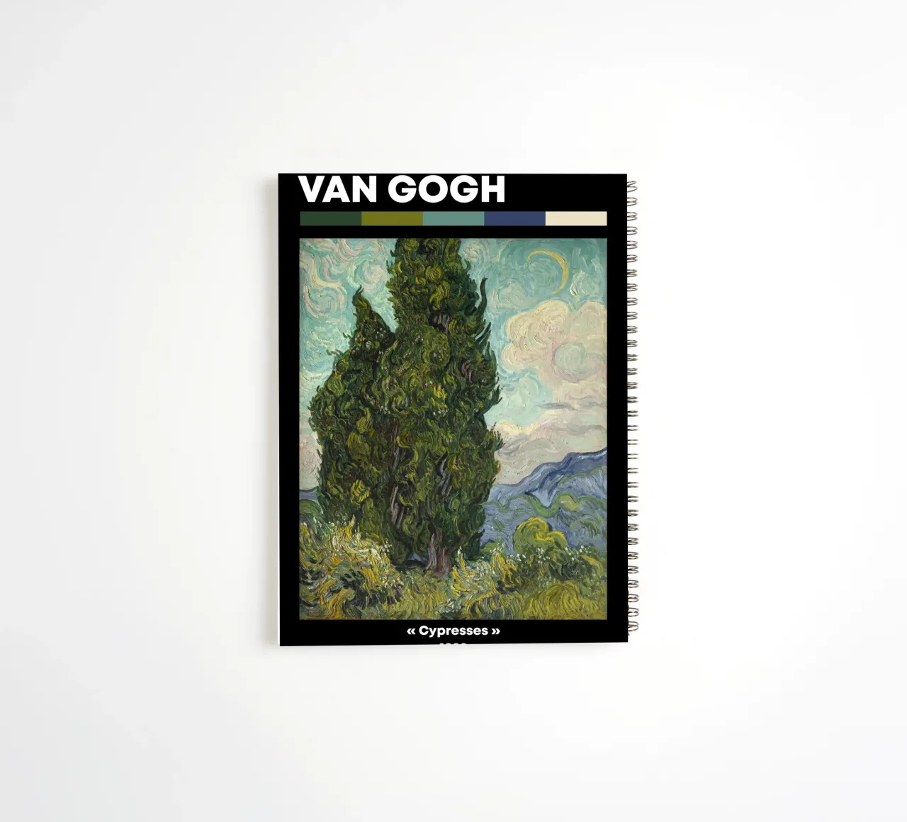 Van Gogh's Cypresses - Post-Impressionist Nature Art Print spiral notebook by NorwesClub