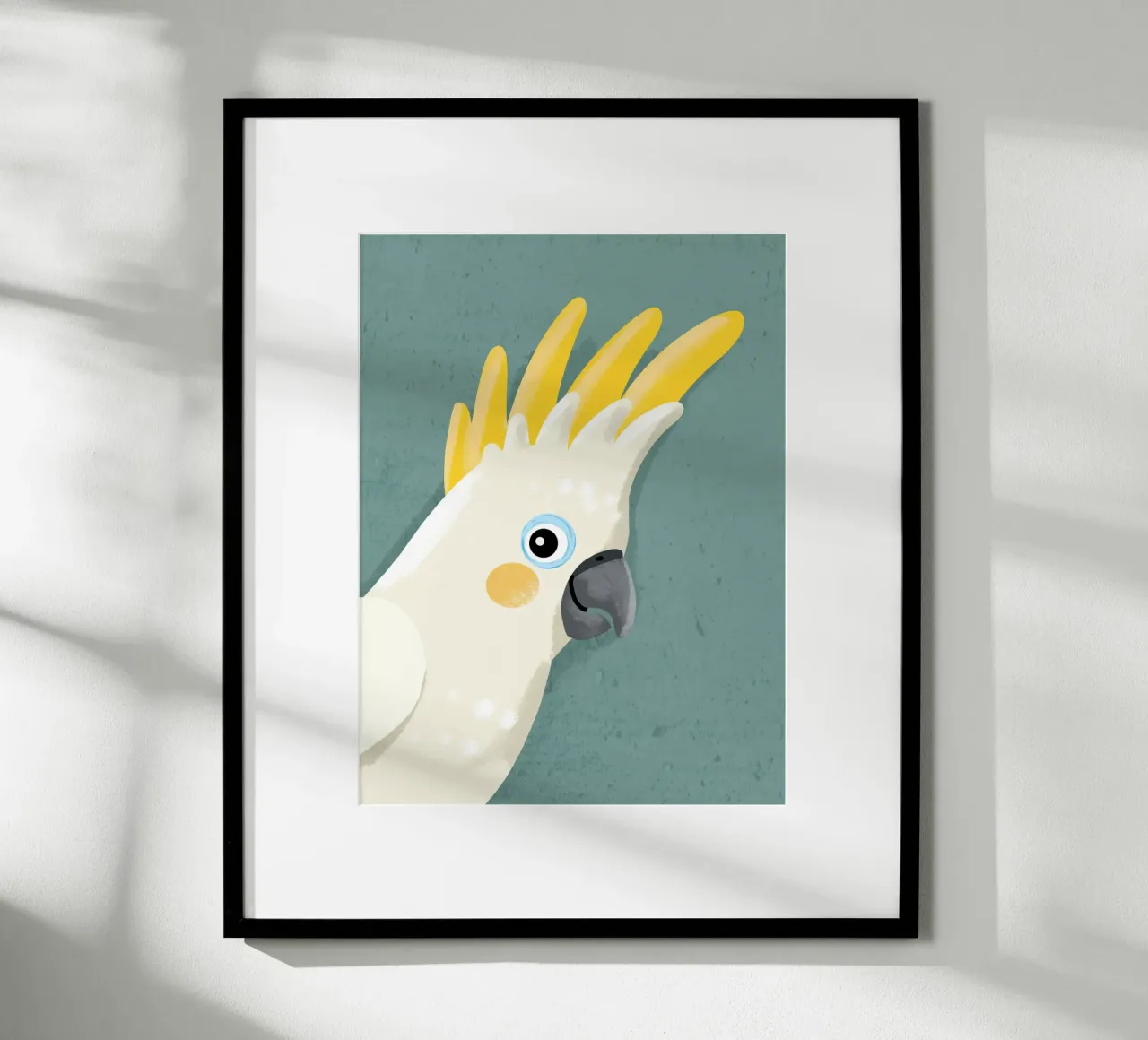 Sii te stesso, cacatua 1 poster con telaio in legno da Julia Reyelt