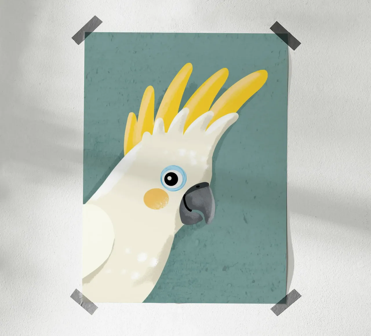 Sii te stesso, cacatua 1 poster con telaio in legno da Julia Reyelt