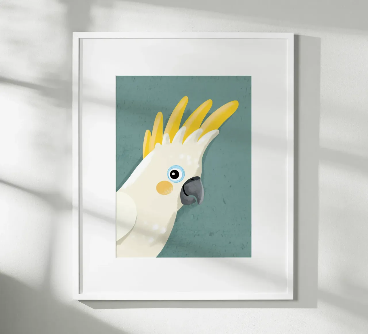 Sii te stesso, cacatua 1 poster con telaio in legno da Julia Reyelt