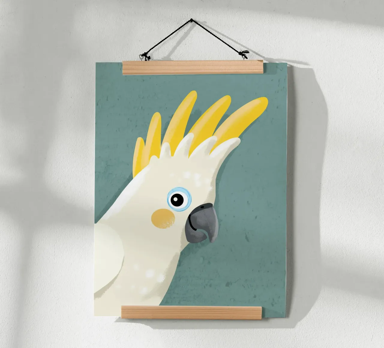 Sii te stesso, cacatua 1 poster con telaio in legno da Julia Reyelt