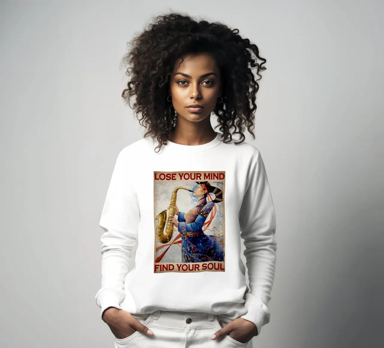 Saxofono Donna Perdi la testa, trova l'anima felpa da Aaronshop