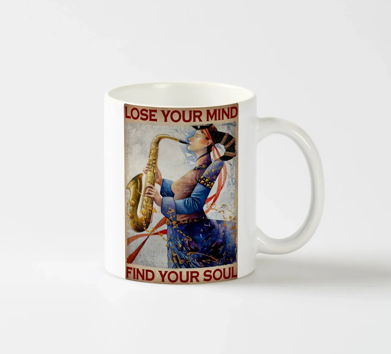 Saxofono Donna Perdi la testa, trova l'anima tazza in ceramica da Aaronshop