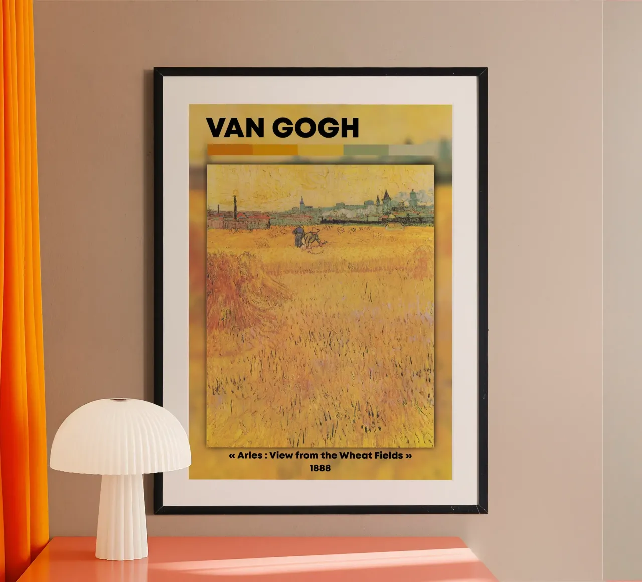 I campi di grano di Van Gogh - Paesaggio post-impressionista di Arles poster con telaio in alluminio da NorwesClub