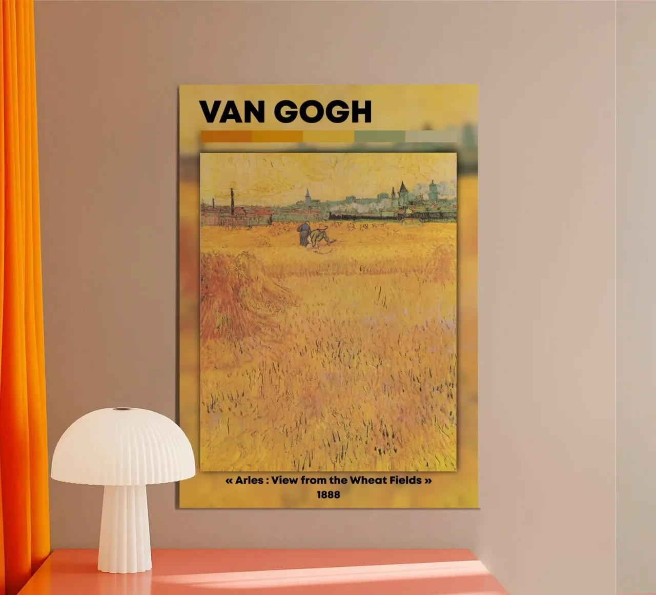 I campi di grano di Van Gogh - Paesaggio post-impressionista di Arles poster con telaio in alluminio da NorwesClub