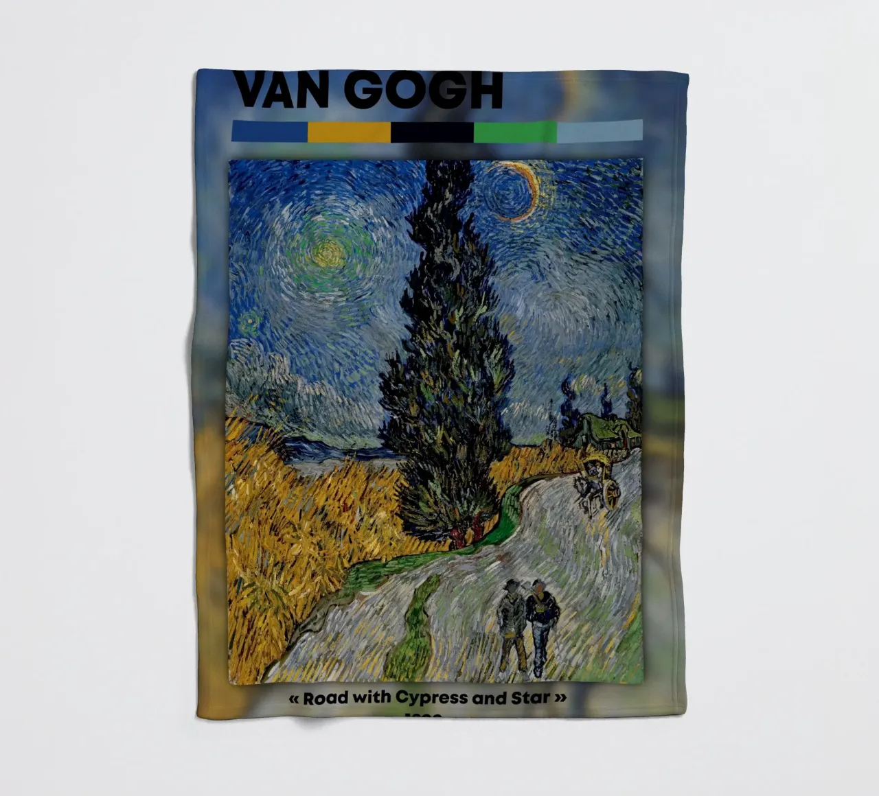 Van Gogh: Strada con cipresso e stella - Post-Impressionismo Ni coperta in pile da NorwesClub