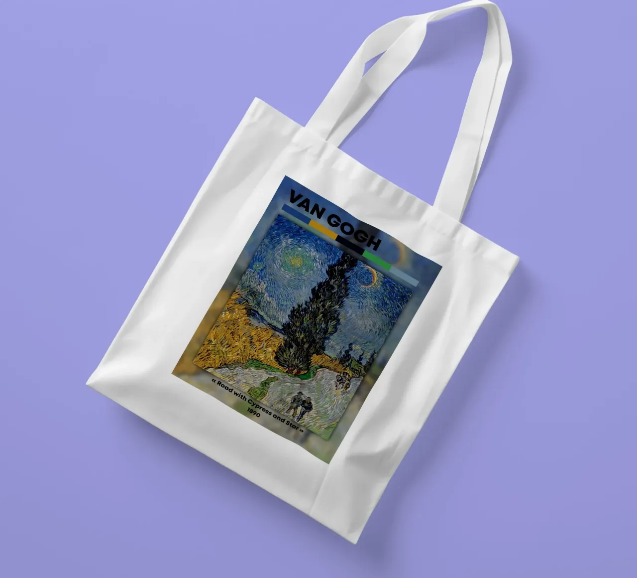 Van Gogh: Strada con cipresso e stella - Post-Impressionismo Ni borsa in juta da NorwesClub