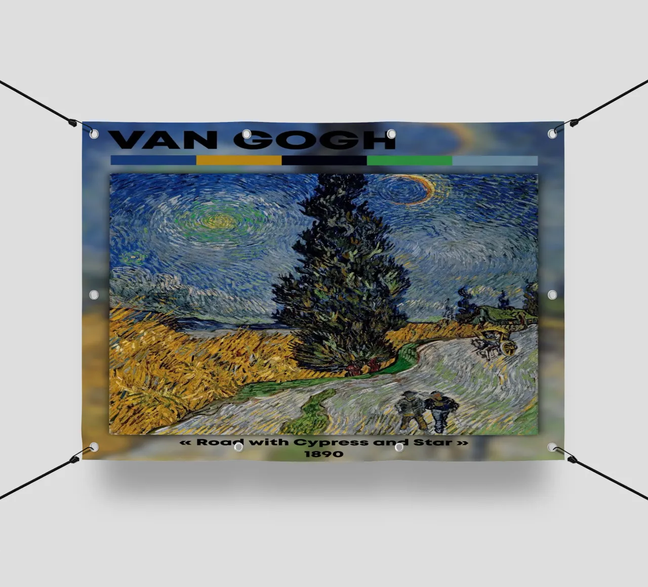 Van Gogh: Strada con cipresso e stella - Post-Impressionismo Ni telo in pvc da NorwesClub