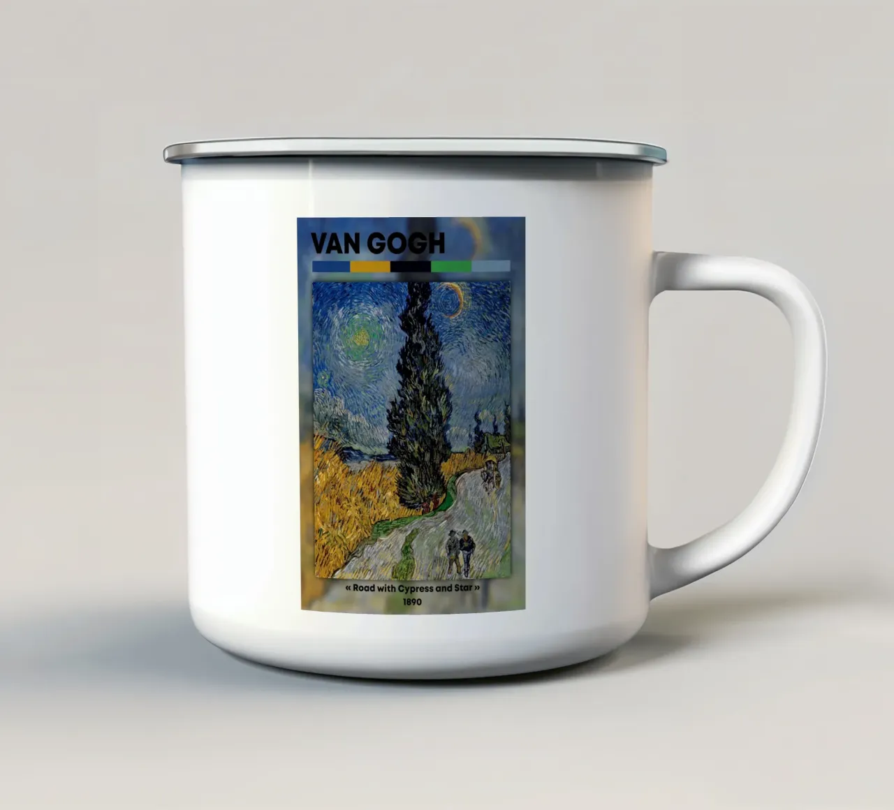 Van Gogh: Strada con cipresso e stella - Post-Impressionismo Ni tazza in smalto da NorwesClub