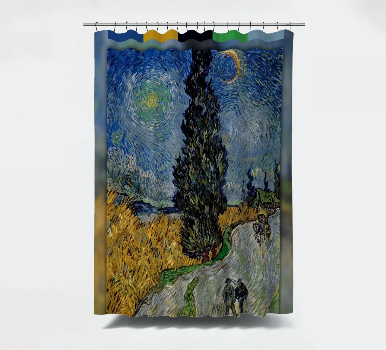 Van Gogh: Strada con cipresso e stella - Post-Impressionismo Ni tenda da doccia da NorwesClub