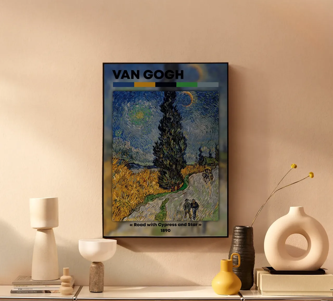 Van Gogh: Strada con cipresso e stella - Post-Impressionismo Ni plexiglass da NorwesClub