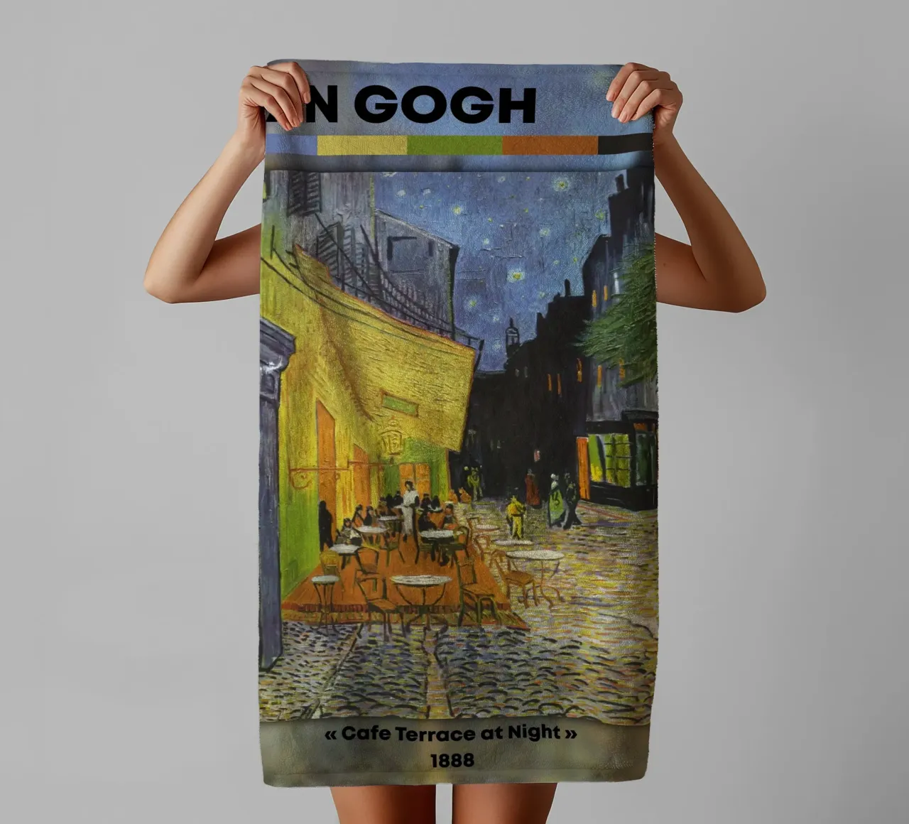 Van Gogh: Terrazza del caffè di notte - Vibrante post-impressionista asciugamano da bagno da NorwesClub