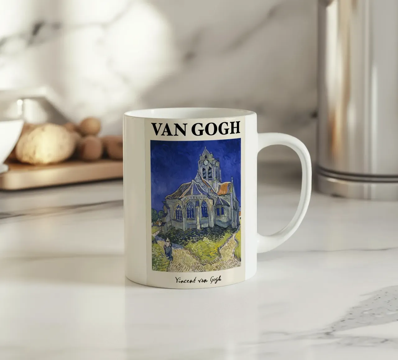 Van Gogh: La chiesa di Auvers - Post-Impressioni espressive tazza in ceramica da NorwesClub