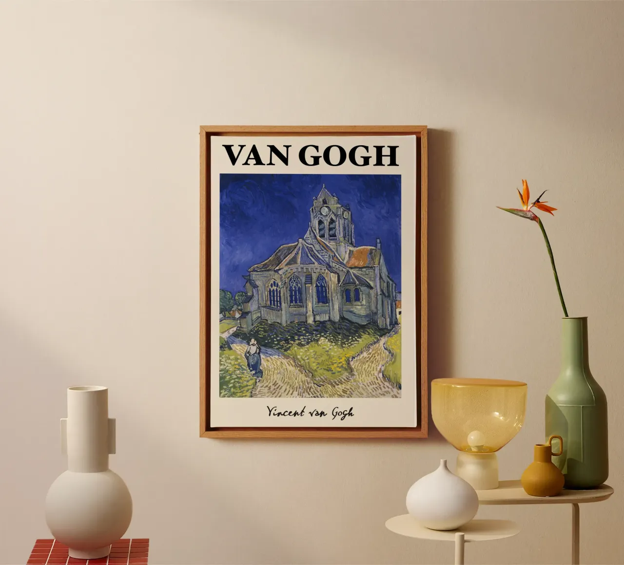 Van Gogh: La chiesa di Auvers - Post-Impressioni espressive tela con Cornice a cassetta da NorwesClub