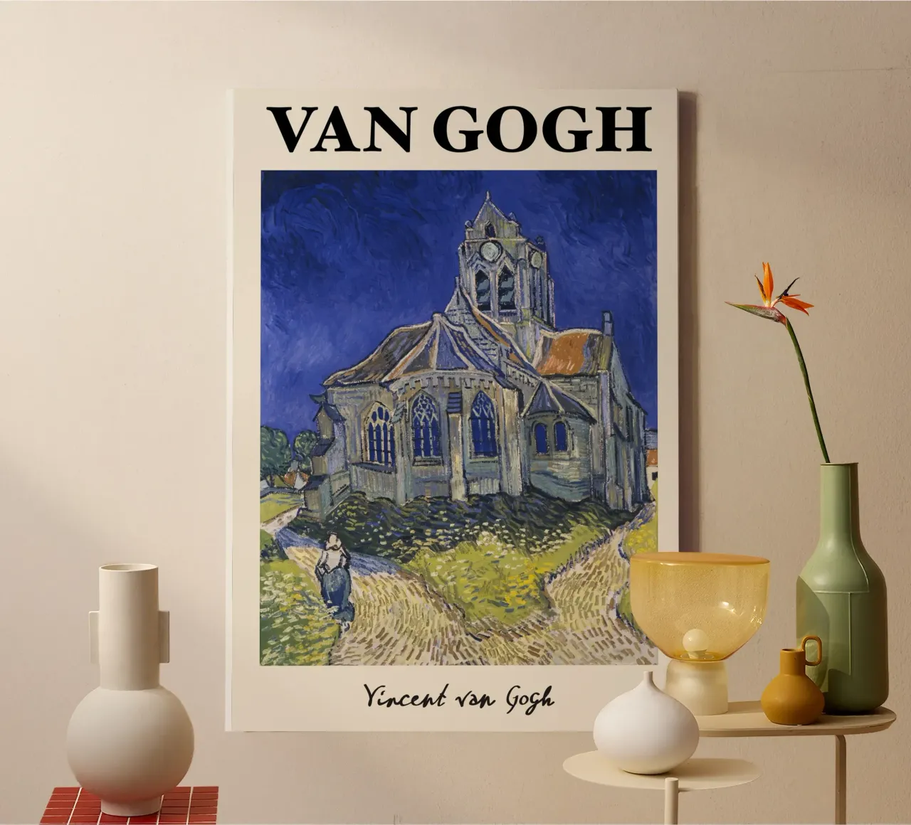 Van Gogh: La chiesa di Auvers - Post-Impressioni espressive tela con Cornice a cassetta da NorwesClub