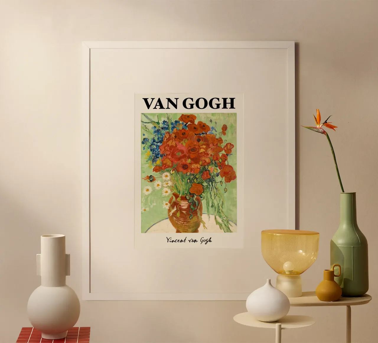 Van Gogh: Vase mit Mohnblumen - Lebendiger postimpressionistischer Flo Poster mit Kunststoffrahmen von NorwesClub