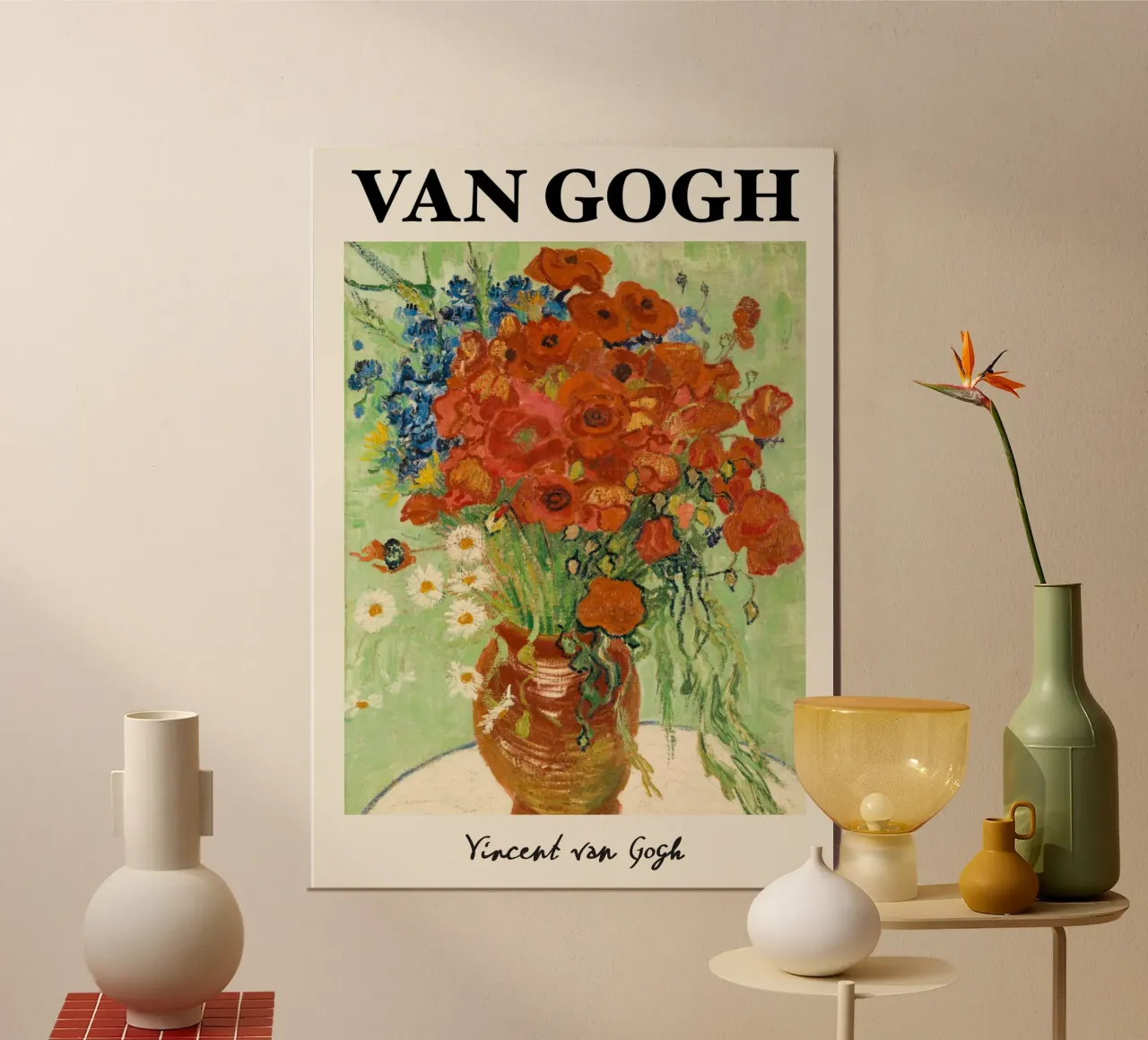 Van Gogh: Vase mit Mohnblumen - Lebendiger postimpressionistischer Flo Poster mit Kunststoffrahmen von NorwesClub