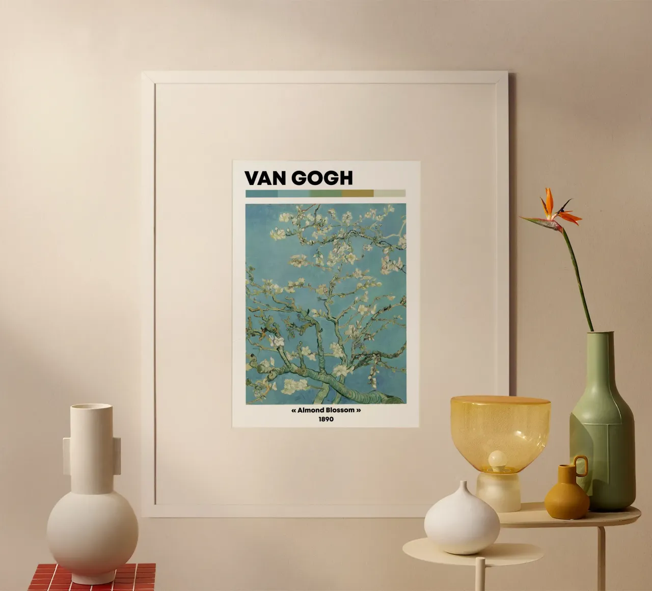 Van Gogh : Amandiers en fleurs - Sérénité du printemps post-impressionniste poster avec cadre en plastique de NorwesClub