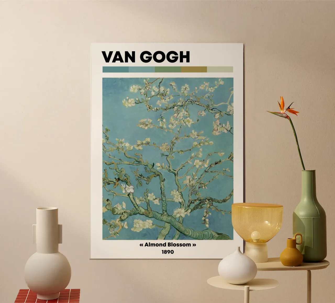 Van Gogh : Amandiers en fleurs - Sérénité du printemps post-impressionniste poster avec cadre en plastique de NorwesClub