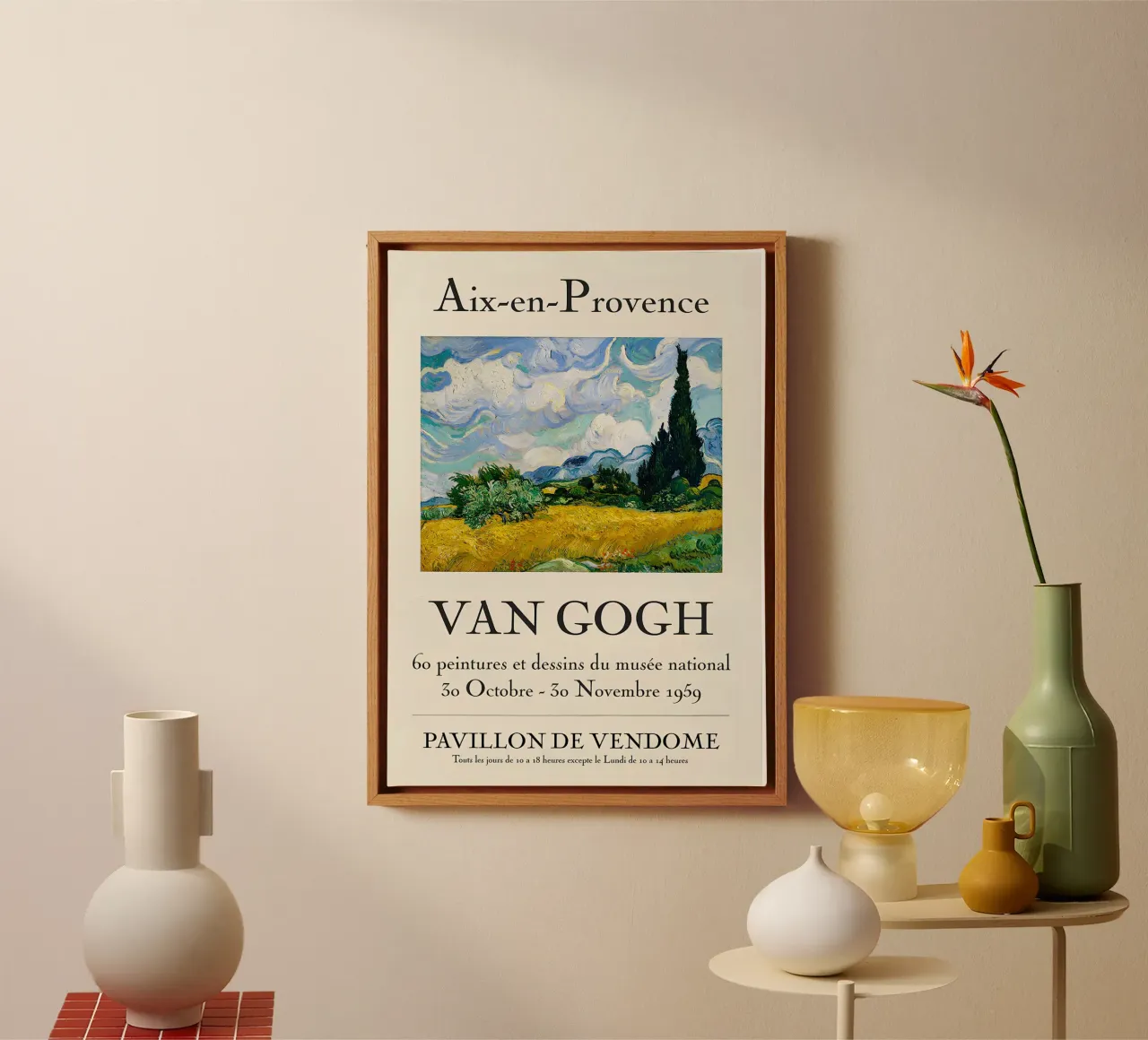 Van Gogh: Campo di grano con cipressi - Iconiche post-impressioni tela con Cornice a cassetta da NorwesClub