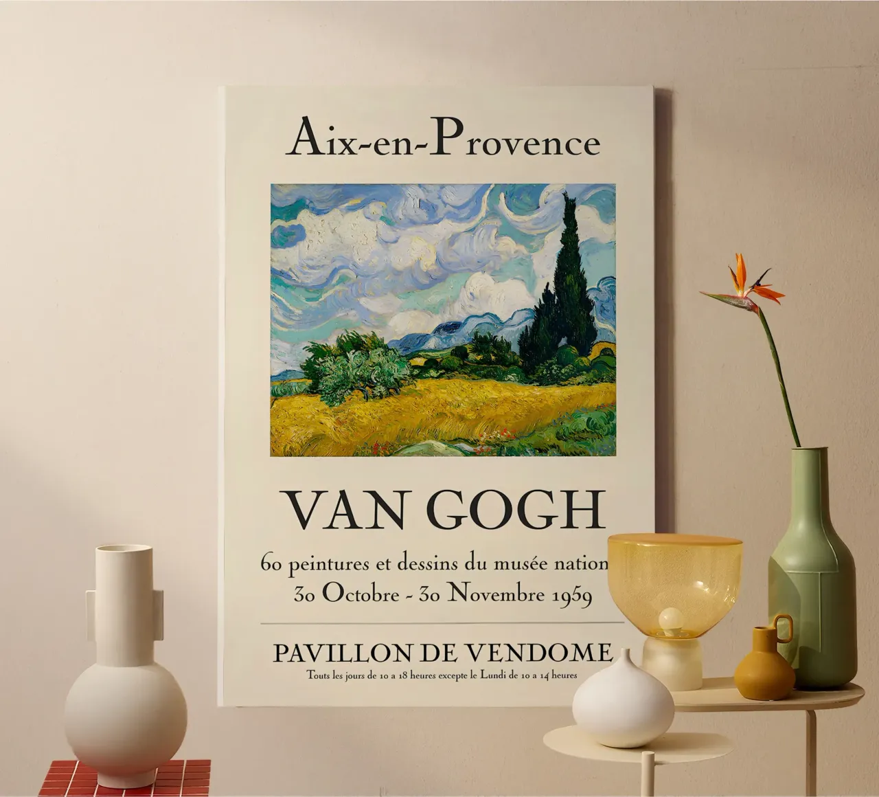 Van Gogh: Campo di grano con cipressi - Iconiche post-impressioni tela con Cornice a cassetta da NorwesClub