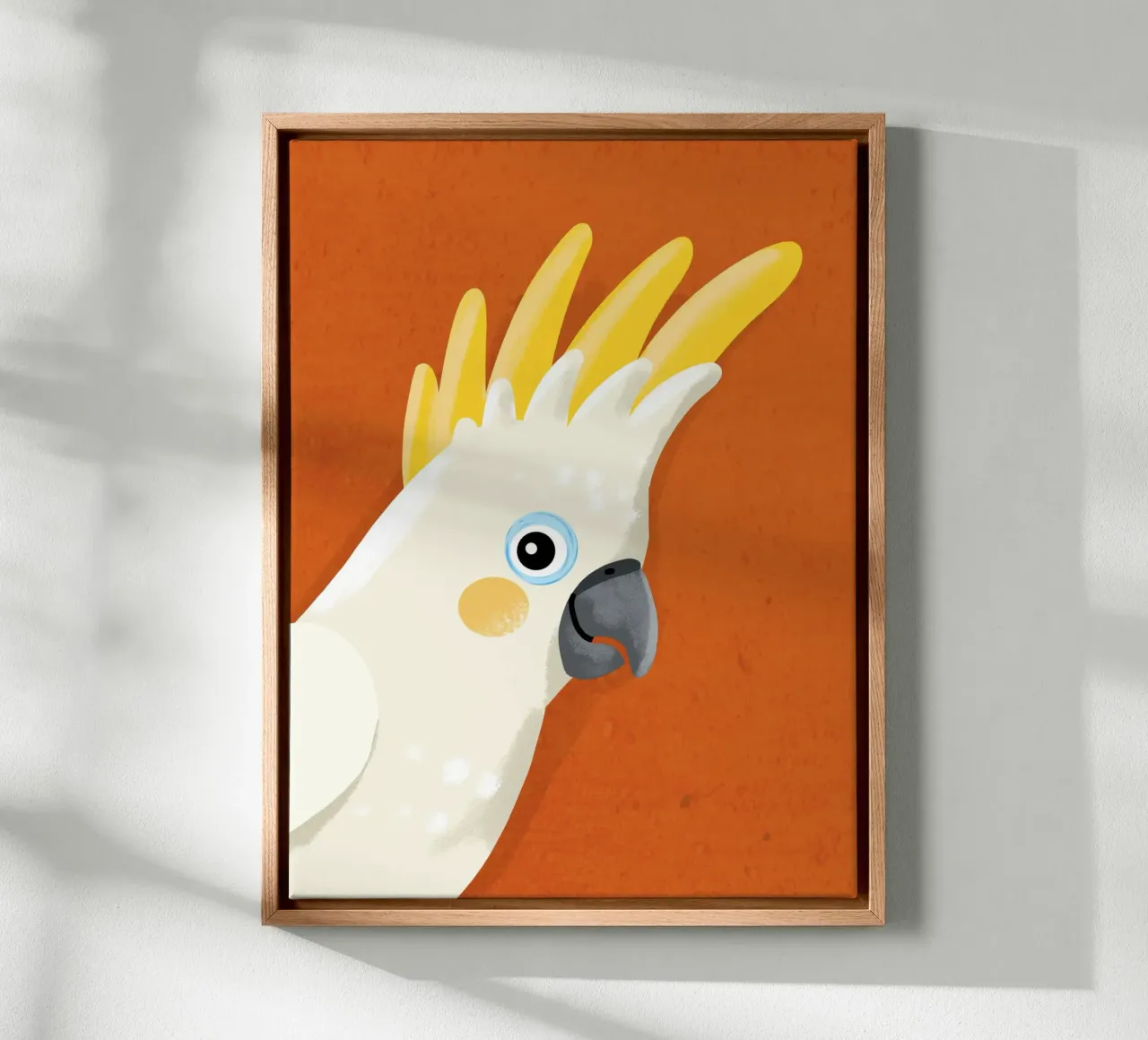 Wees gewoon jezelf, kaketoe 2 canvas met Baklijst van Julia Reyelt
