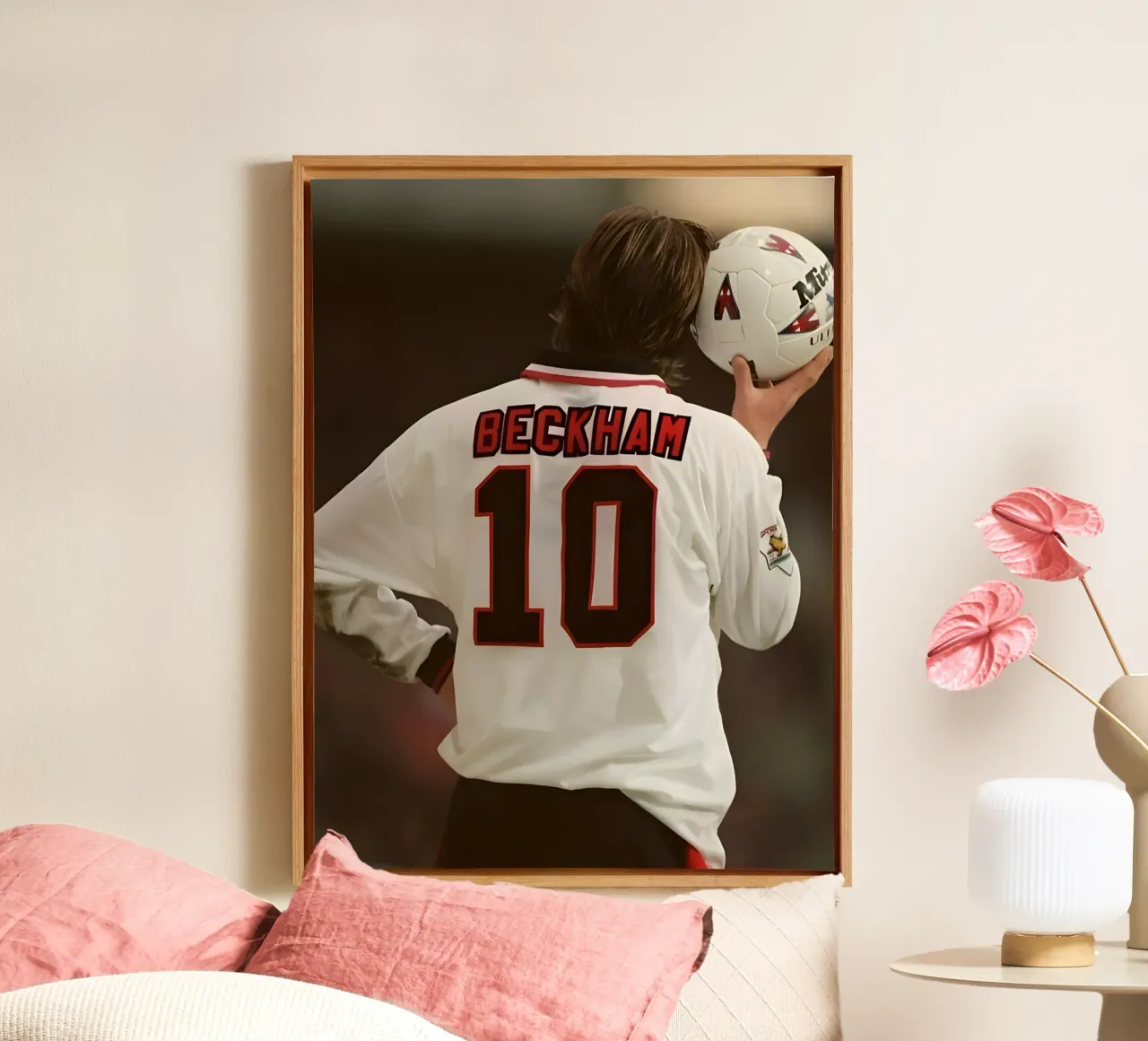 David Beckham canvas met Baklijst van Low poly art