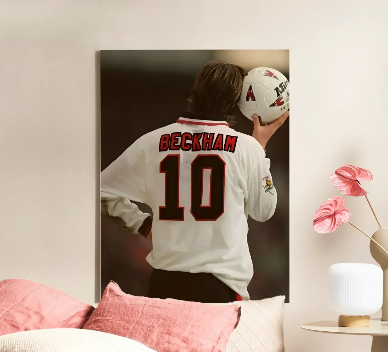David Beckham canvas met Baklijst van Low poly art