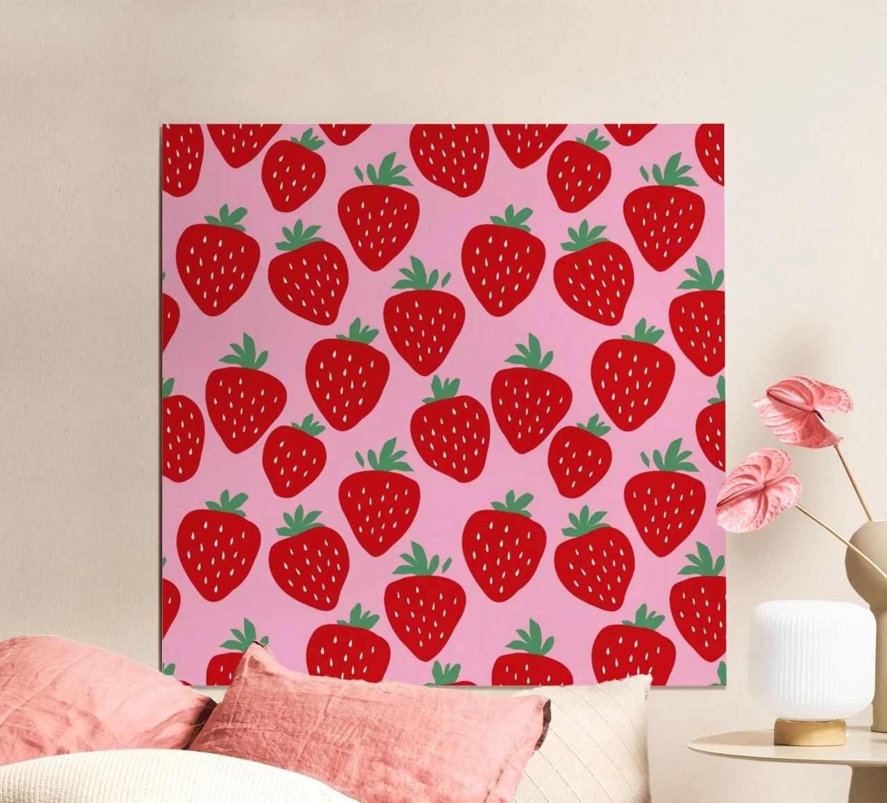 Strawberries On Pink poster by A Nordic Girl
