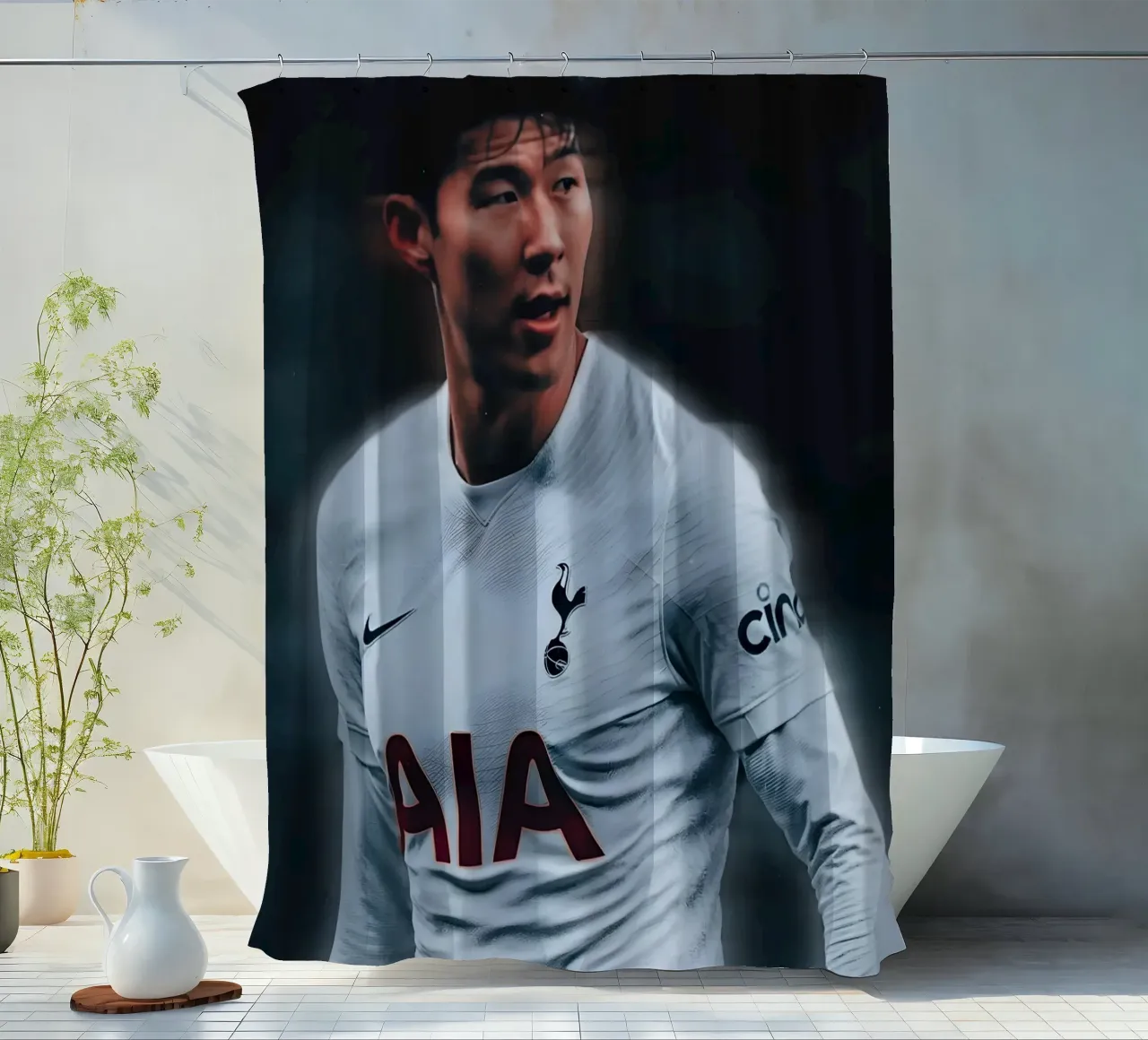 Son Heung-min shower curtain by Low poly art