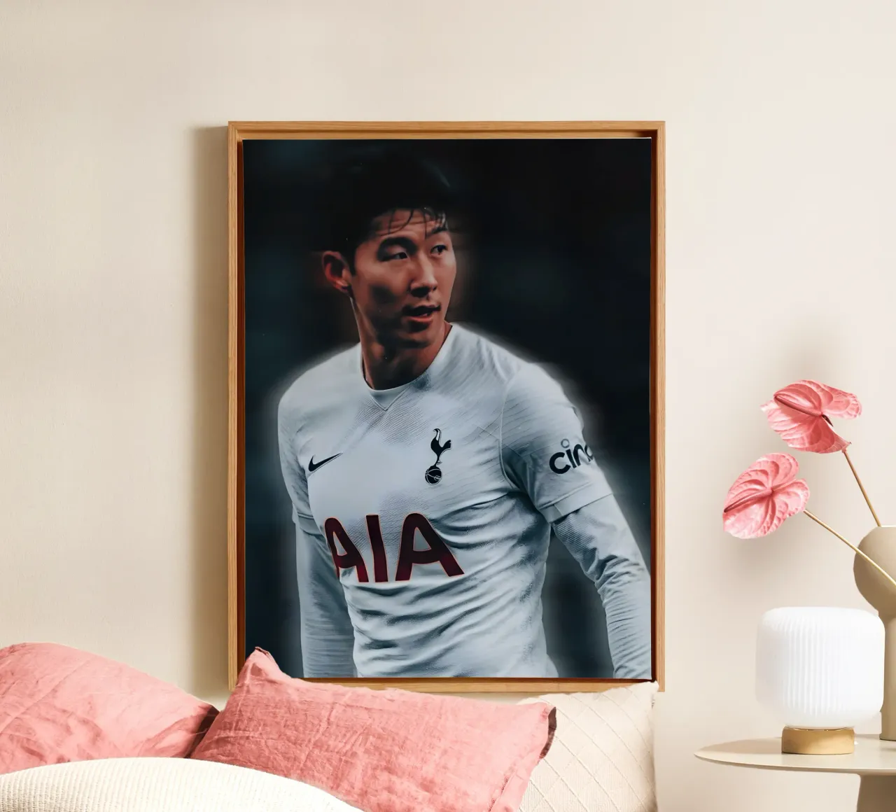 Son Heung-min tela con Cornice a cassetta da Low poly art
