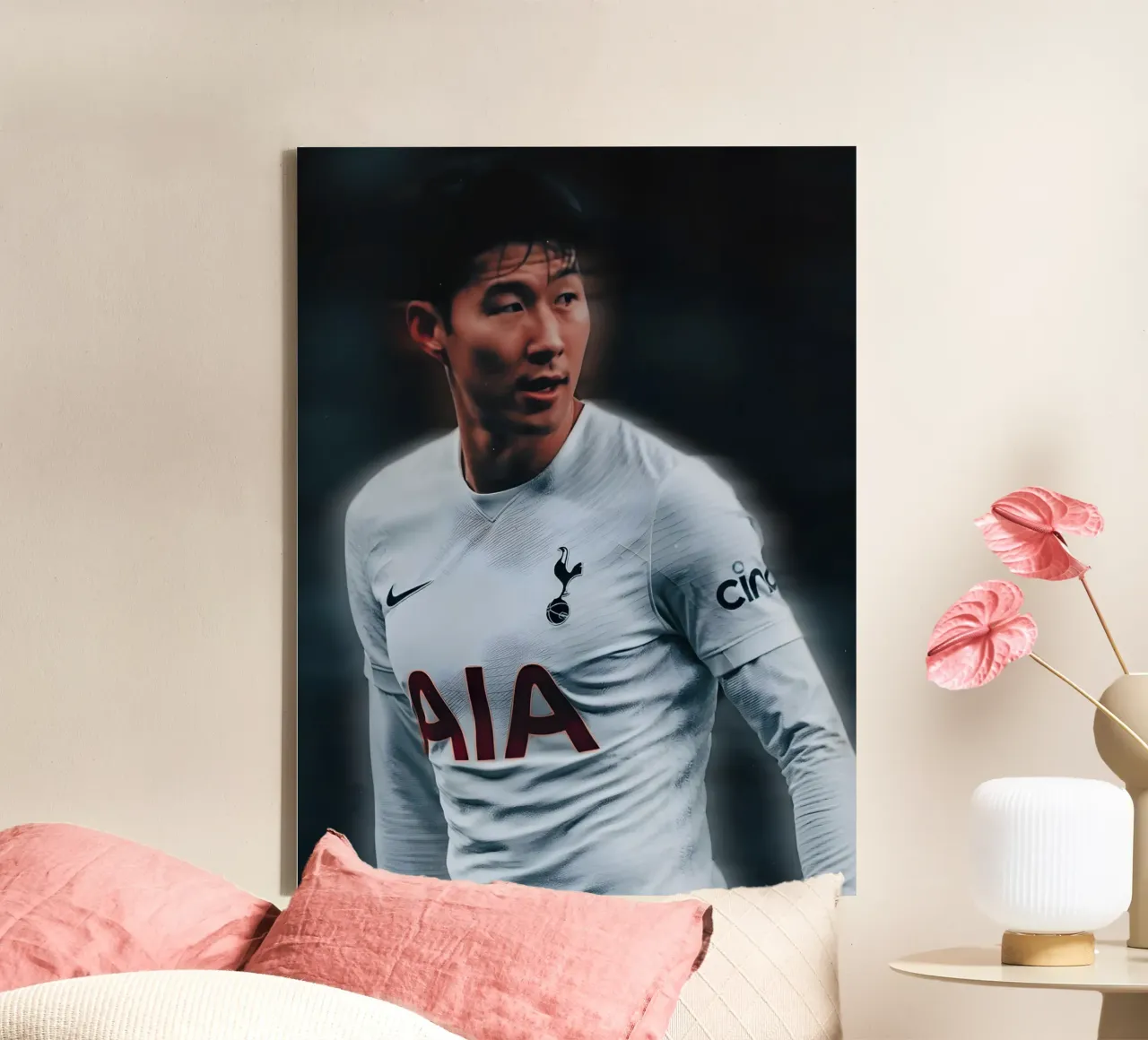 Son Heung-min tela con Cornice a cassetta da Low poly art