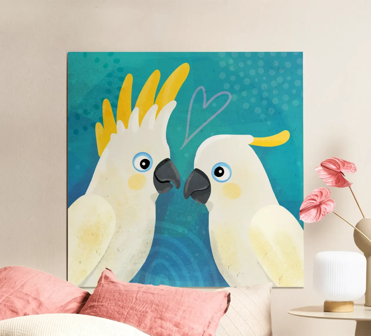 Kakadu innamorato 1 poster con telaio in plastica da Julia Reyelt
