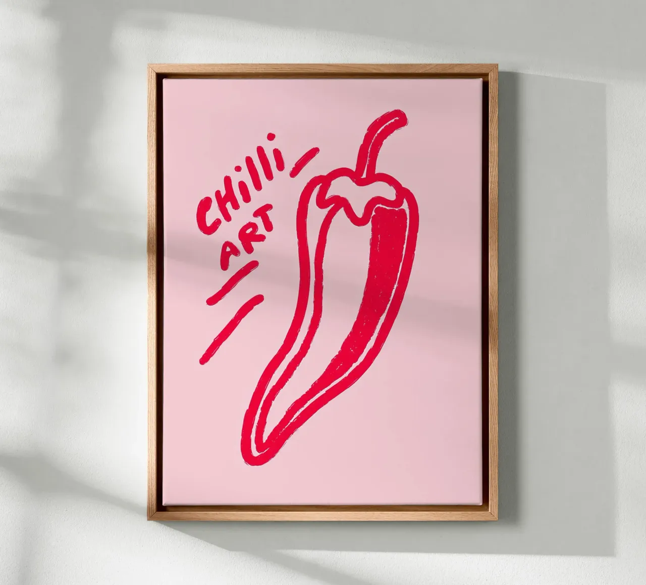 Küchenzauber mit Chilli Leinwand mit Schattenfugenrahmen von Carinaprint