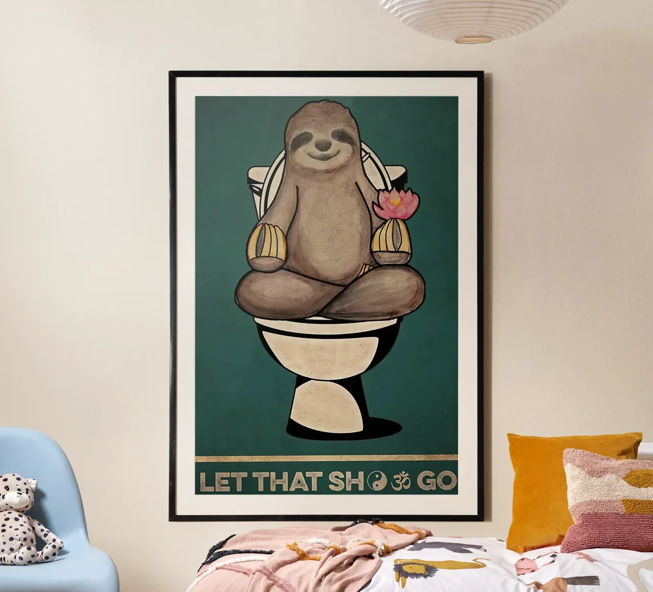 Yoga per bradipi Lascia perdere poster con telaio in legno da Aaronshop
