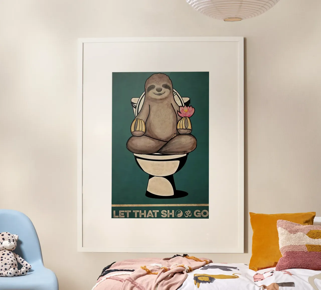 Yoga per bradipi Lascia perdere poster con telaio in legno da Aaronshop
