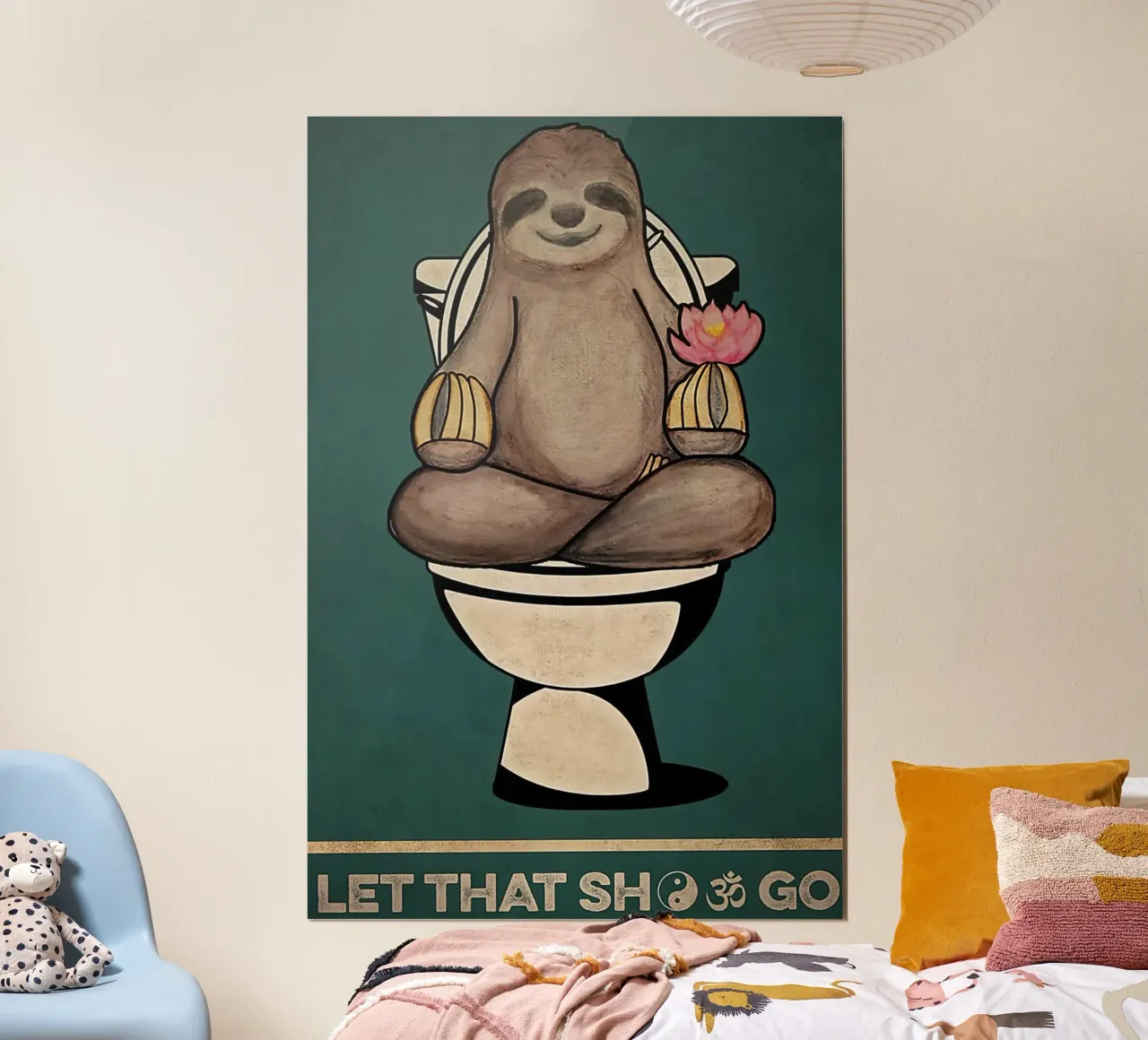 Yoga per bradipi Lascia perdere poster con telaio in legno da Aaronshop