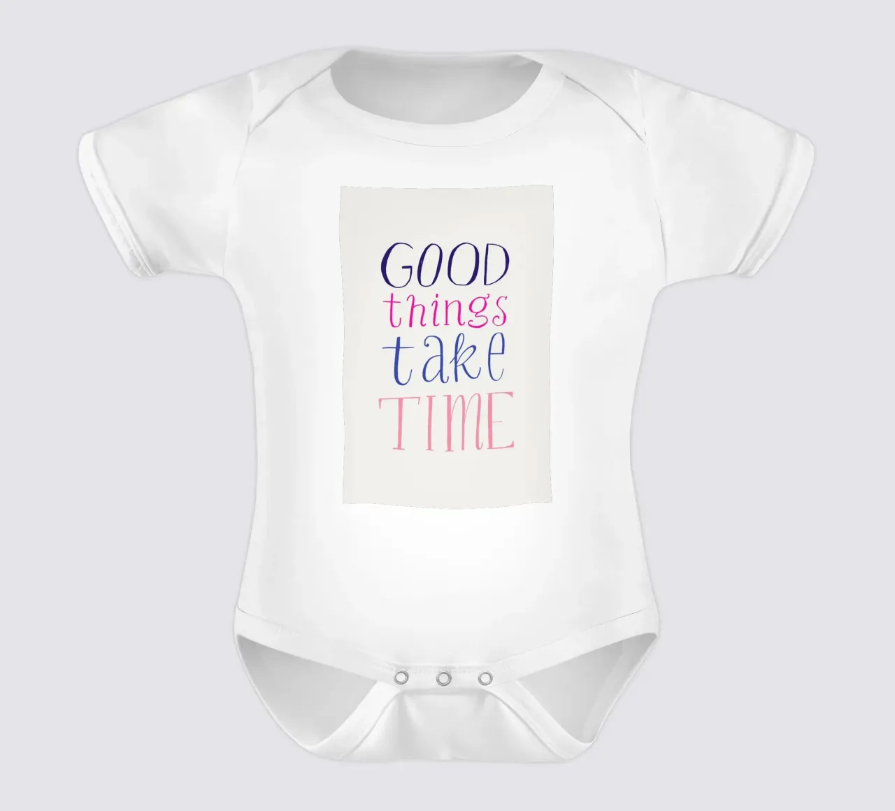 Good things take time short-sleeve baby romper by Pure