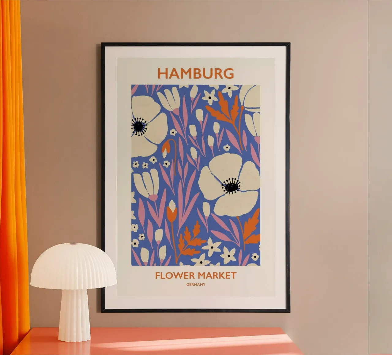 Hamburg Flower Market Poster mit Aluminium Rahmen von Pure