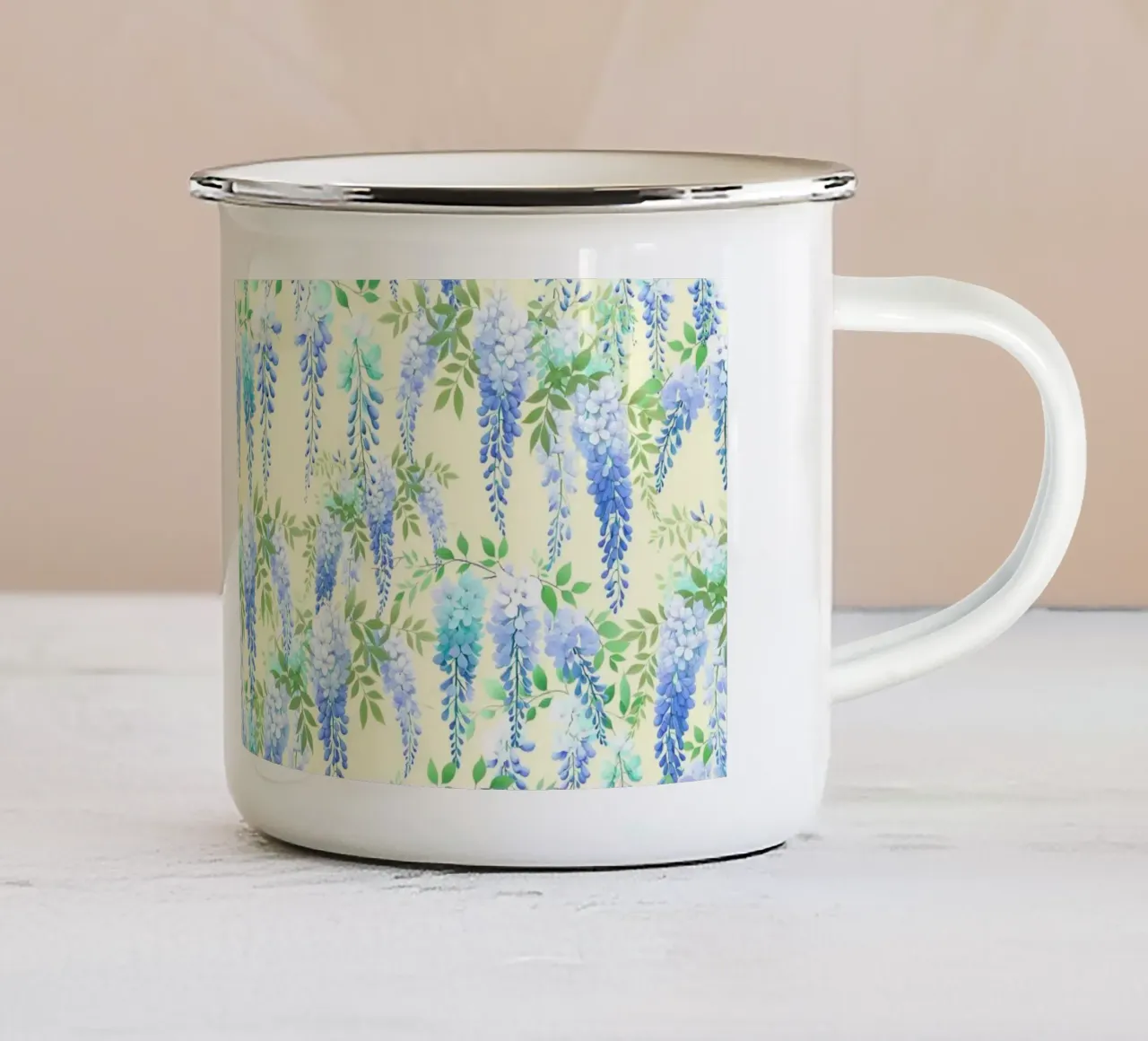 Glicine blu e giallo tazza in smalto da SilverPegasus