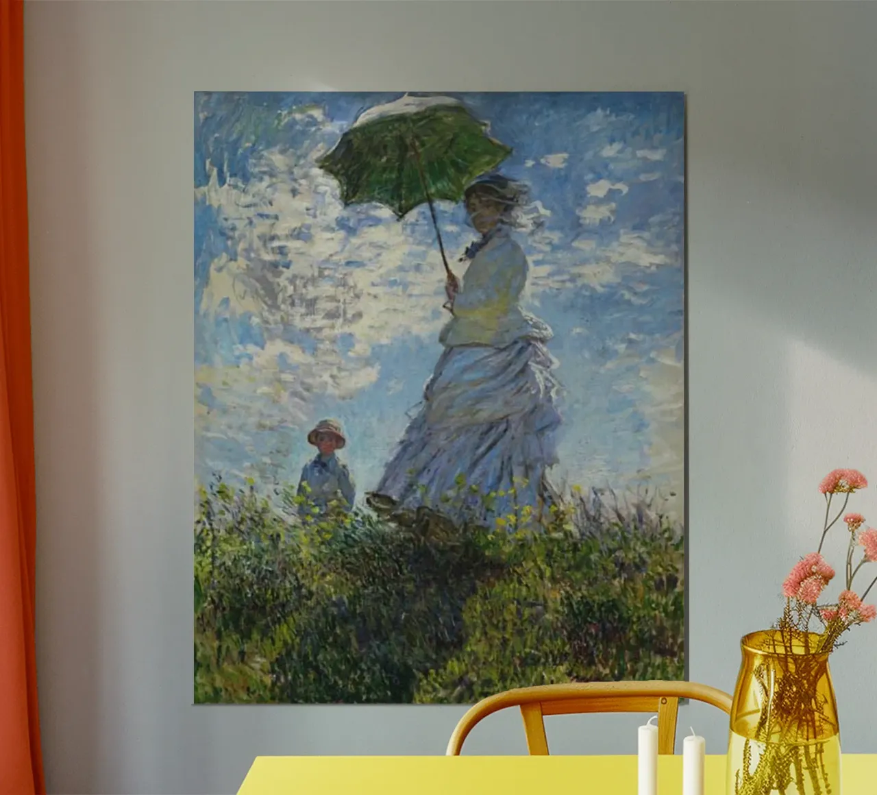 donna in gonna bianca pittura claude monet poster con telaio in plastica da belong shop