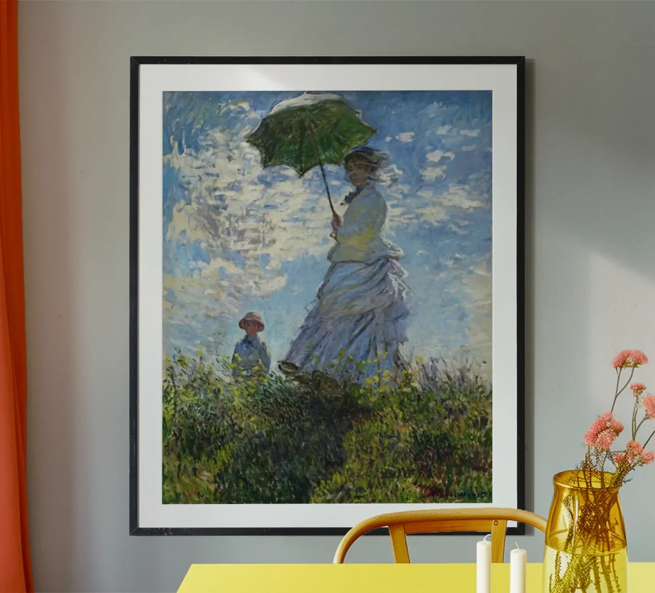 donna in gonna bianca pittura claude monet poster con telaio in plastica da belong shop