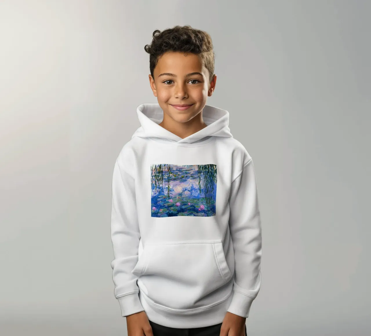 claude monet clear blue swamp painting kids hoodie by belong shop